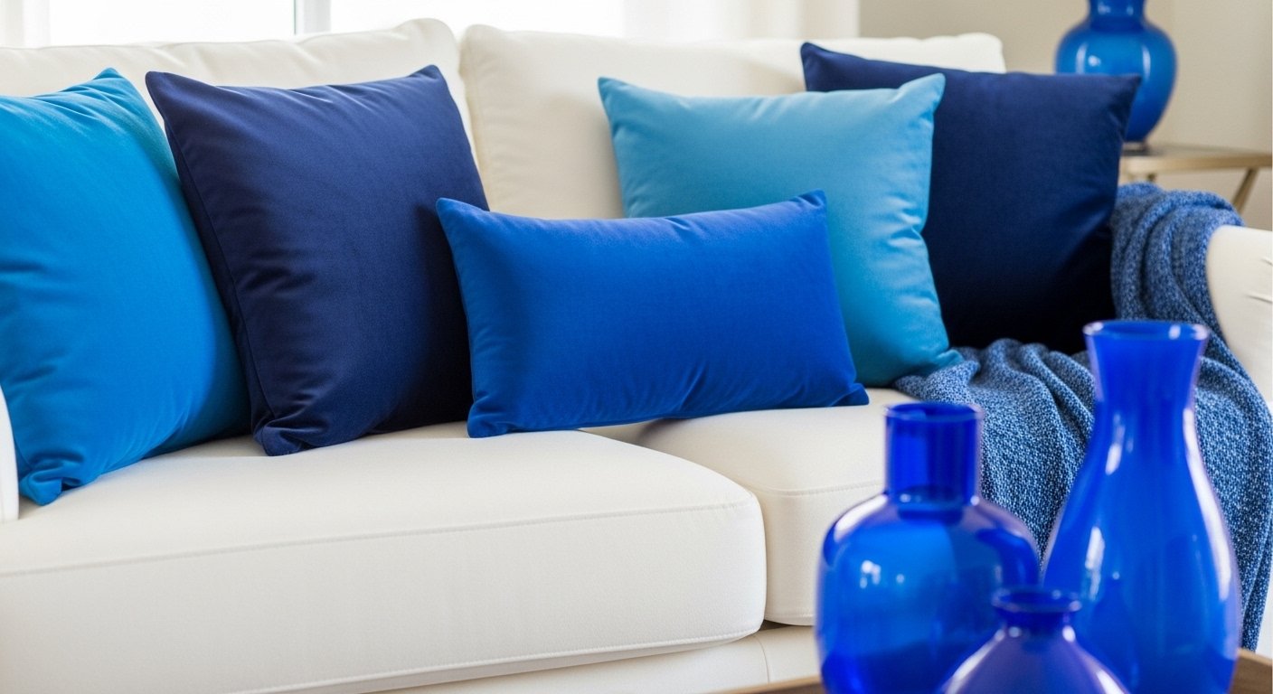 15 Vivid White Couch Living Room Blue Decor That Pops